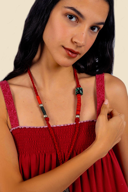 Long dress in cotton gauze with adjustable thin straps